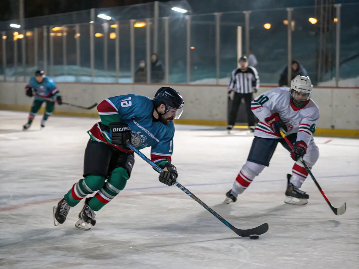 A dynamic image showcasing a hockey game in progress, with players battling for the puck and fans cheering in the background, symbolizing the excitement of Canadian hockey betting.